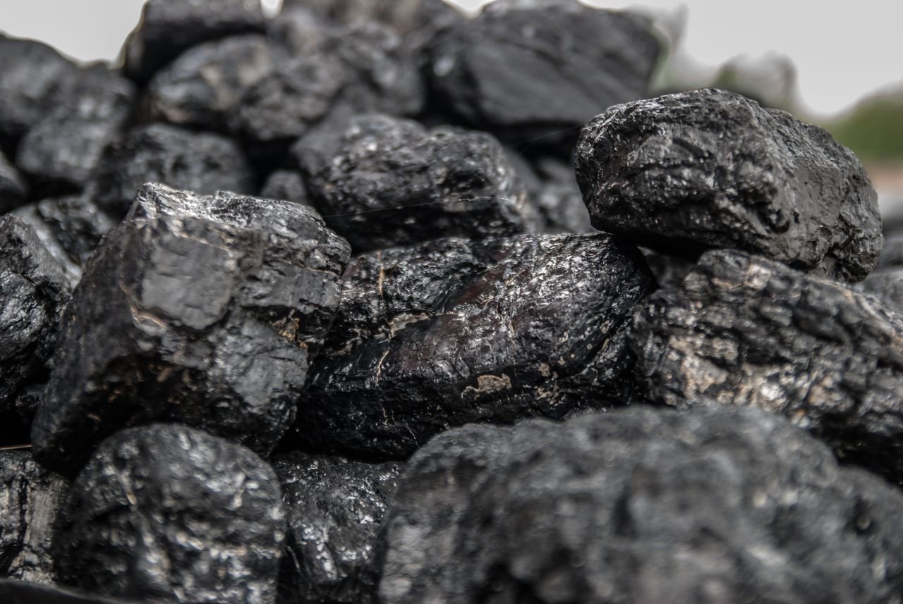 Home Detailed image of dark, textured coal pieces in a close-up view, highlighting their rugged surface.